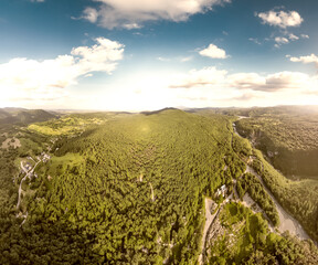 Sticker - Panoramic aerial view of Plitvice Lakes and Forest in summer season