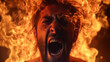 Man burning in fire with flames , burning fire hazard or immolation concept