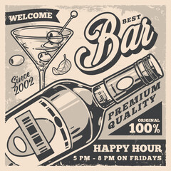 Sticker - Best bar monochrome vintage flyer