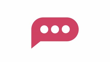 Fototapete - Chat bubble with three dots jumping 2D loading animation. Typing dots animated cartoon preloader, flat ui element 4K video loader motion graphic. Messenger app download, upload progress indicator gif