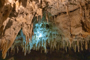 Wall Mural - Lake Cave interior with stalactites and stalacmites, South Western Australia