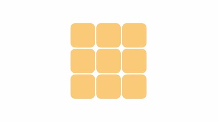 Fototapete - Cubes appearing and disappearing 2D loading animation. Rubik cube pieces animated cartoon preloader, flat ui element 4K video loader motion graphic. Geometric download, upload progress indicator gif