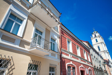 Poster - Upward view of Vilnius ancient buildings, Lithuania