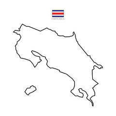Wall Mural - Costa rica contour vector map with flag in color. Background map eps 10