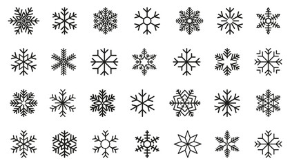 snowflake icon collection for winter holiday decoration. set of snowflake icons. christmas and new y