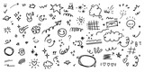 Fototapeta Młodzieżowe - Doodle cute glitter pen line elements. Sparkle pen line elements. Simple sketch line style emphasis, attention. Heart, arrow, star, underline, speech balloons, sparkle decoration symbol set icon