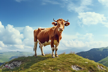 Wall Mural - Cow on the mountain