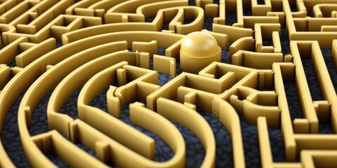 Sticker - A golden ball in the middle of a maze, AI