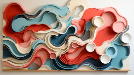 Wall Mural - A vibrant abstract painting adorns the wall, evoking feelings of joy and energy with its captivating array of colors and shapes