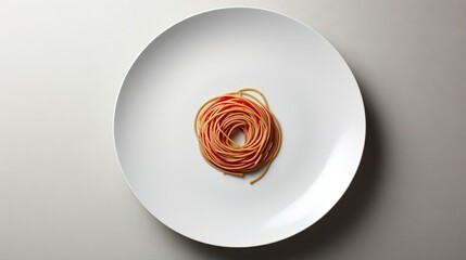 Wall Mural -  a white plate with a pasta dish on it on a table.  generative ai