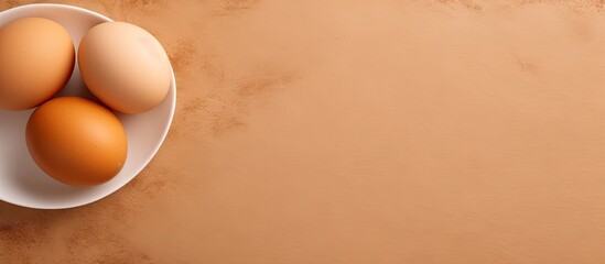 Aufkleber - Egg of a brown color isolated pastel background Copy space