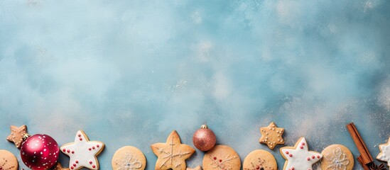 Leinwandbilder - Cookies for Christmas placed on isolated pastel background Copy space