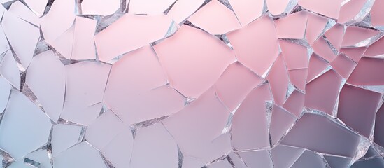 Poster - Cracked frosted glass on a isolated pastel background Copy space with 3D graphics