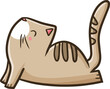 Funny brown cat in stretching pose cartoon illustration