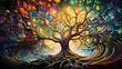 fantasy tree on a colourful background (AI)