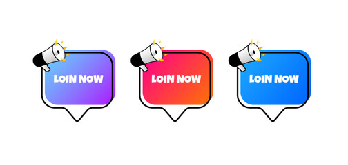 Poster - Loin now sign. Flat, color, loin now, notification with megaphone. Vector icons