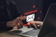 © The KonG - New email spam notification alert with warning caution. Cyber security on internet letter security protect, junk and trash mail and compromised information.