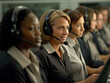 © เลิศลักษณ์ ทิพชัย - A diligent female call center agent, focused and dedicated, managing tasks on a computer within the central customer service hub.
