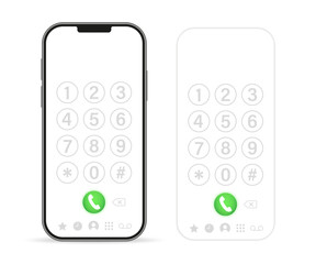 Poster - Smartphone dial keypad design. Keyboard template in touchscreen device. User Keypad with numbers and letters for phone. Keypad on smartphone screen. Mobile phone numbers panel. Vector illustration