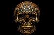 Tag der Toten Schädel Design mit Schnitzereien Gravur Designs menschlicher Totenkopf Schwarz Gold Bronze