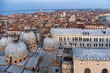 Aerial view of the domes of St. Mark's Basilica in Venice