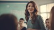 © Nicolas Swimmer - enthusiastic woman teacher explaining a topic to student