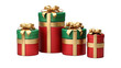 © AI BLONDY - Set of round christmas gift boxes, isolated transparent background, generative ai