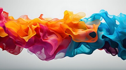 Wall Mural - colorful rainbow color acrylic paint flowing down over white background banner panoramaic, wide pano