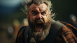 © XaMaps - Captivating display of raw emotion as an irate caber tosser in Scotland, furrowed brow revealing fury at the heart of Highland games competition.