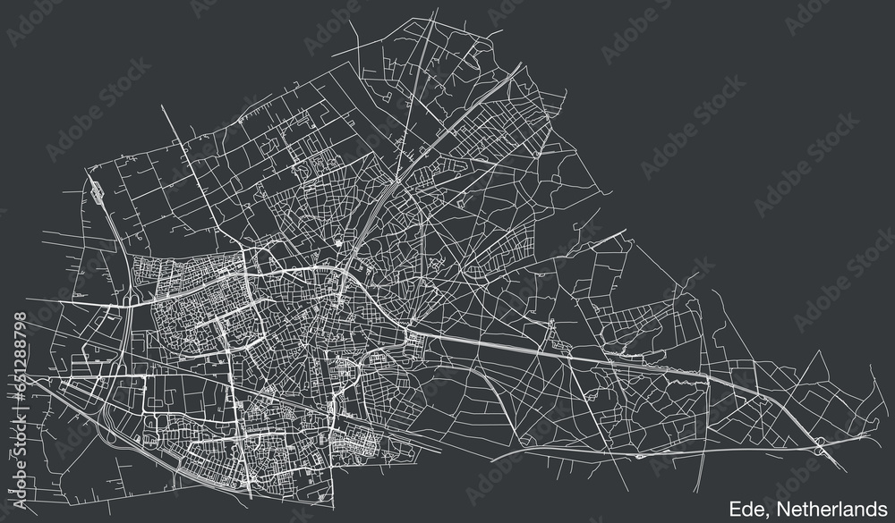 Detailed hand-drawn navigational urban street roads map of the Dutch ...