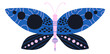 Dark butterfly. Decorative moth print with geometric ornament