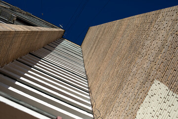 Details of architecture of Soviet Union. Architecture of 20th century. Building is outside.