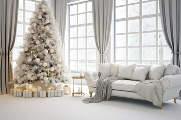 Wall Mural - stylish Christmas room interior, AI Generated