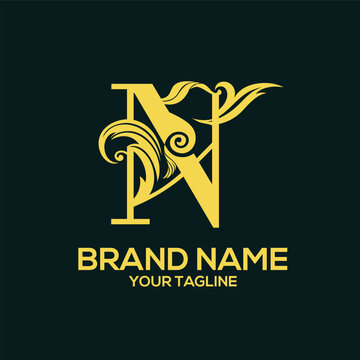 N Luxury Letter Logo Design Vector