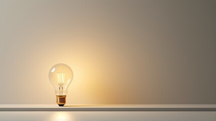 Wall Mural -  a light bulb sitting on top of a shelf next to a wall.  generative ai