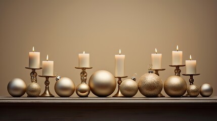 Sticker -  a table topped with lots of candles next to christmas ornaments.  generative ai