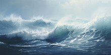 Ocean Waves And Stormy Weather. Rough Seas.