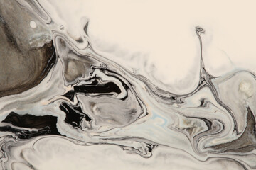 Wall Mural - art abstract flow pour acrylic, ink, watercolor beige and brown color. wave stain blot background. m