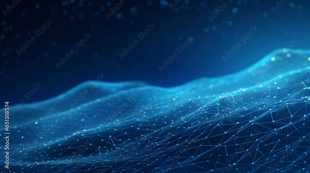 Abstract blue digital technology background of dots, and lines. Concept ...