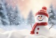 snowman portrait on snowy background Generative AI