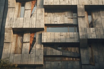 Poster - A picture of a building with a clock on the side. This image can be used to depict architectural landmarks, cityscapes, time management, or historical settings.