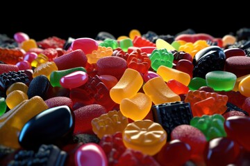 Aufkleber - A pile of gummy bears stacked on top of each other. Can be used to represent a sweet treat, candy, or colorful snacks.