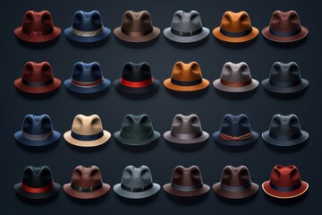 Poster - A collection of hats in various colors, offering a wide range of options for any occasion. Perfect for fashion trends and accessories.