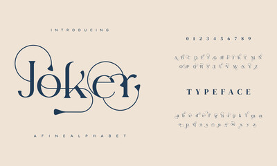 Joker Luxury alphabet letters font. Typography elegant wedding classic lettering serif fonts decorative vintage retro concept. vector illustration