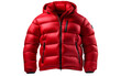Red Puffer Jacket on a Clear Surface or Transparent Background. Generative AI