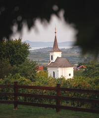 Wall Mural - Nice old white chapel at Balatonlelle