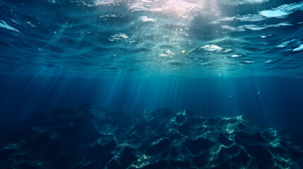 Wall Mural - Underwater view of the coral reef with rays of light passing through