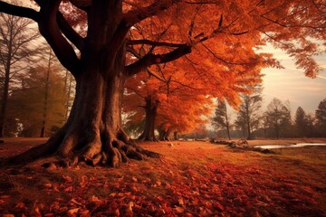 Wall Mural - Autumn scene. Generative AI