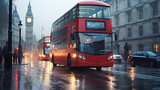 Fototapeta  - Red double decker bus in London