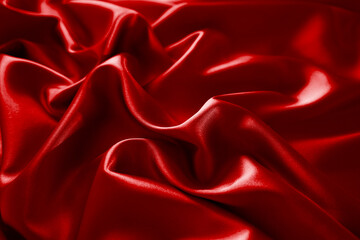 Wall Mural - Black red silk satin fabric abstract background. Drapery fold crease wavy crumpled. Shiny glitter shimmer shine. Luxury beauty rich. Sexy passion romantic romance. Fluid flow liquid effect. Design.